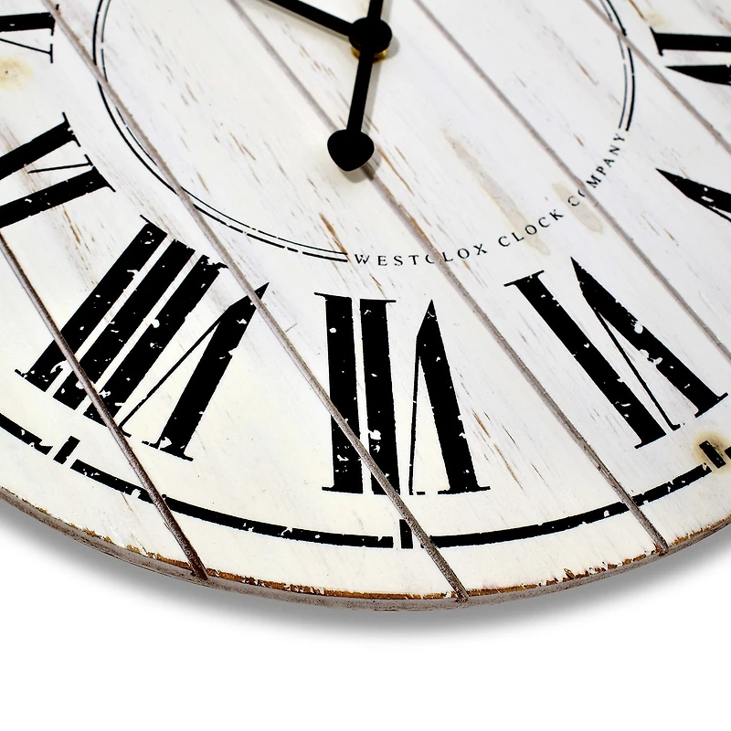 Westclox 18" Whitewash Wood Wall Clock
