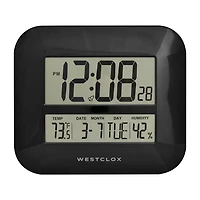 Westclox Black Digital With Date & Temp Silent/Non-Ticking Wall Clock
