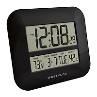 Westclox Black Digital With Date & Temp Silent/Non-Ticking Wall Clock