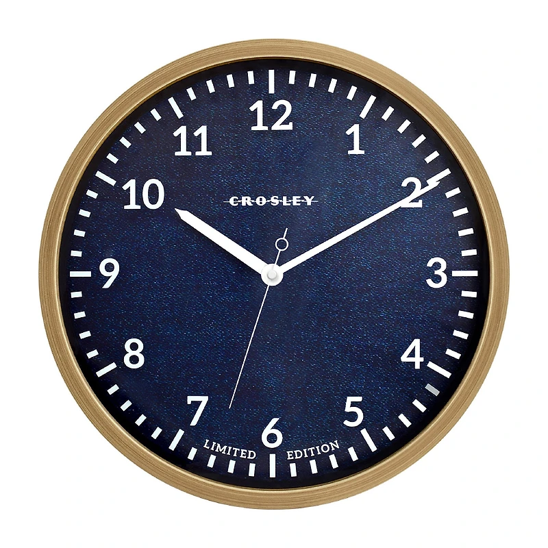 Crosley Brown Oak Color 15" Denim Dial Wall Clock