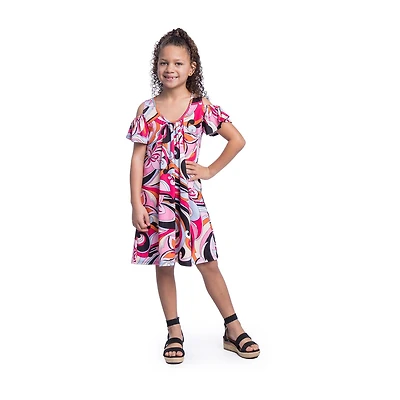 24sevenkid Big Kid Girls Short Sleeve A-Line Dress