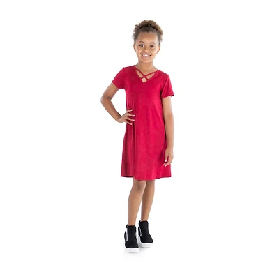 24sevenkid Big Kid Girls Short Sleeve A-Line Dress