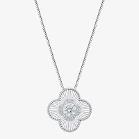 Diamond Blossom (G / Si2) Womens 1/2 CT. T.W. Lab Grown White 10K Gold Clover 18 Inch Pendant Necklace