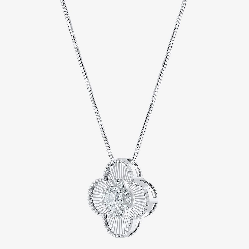 Diamond Blossom (G / Si2) Womens 1/2 CT. T.W. Lab Grown White 10K Gold Clover 18 Inch Pendant Necklace