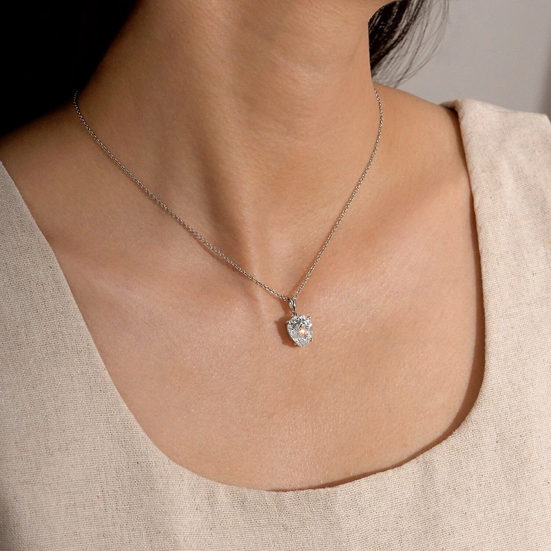 Diamonart Marilyn Monroe Womens 3 3/4 CT. T.W. White Cubic Zirconia Platinum Over Silver Pear 16 Inch Pendant Necklace