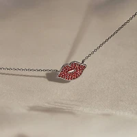 Diamonart Marilyn Monroe Womens Red Cubic Zirconia Platinum Over Silver Round 16 Inch Pendant Necklace