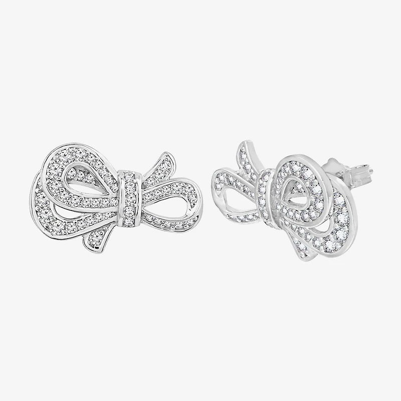 Diamonart Marilyn Monroe Simulated White Cubic Zirconia Platinum Over Silver 12.6mm Round Stud Earrings