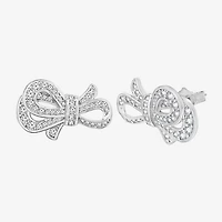 Diamonart Marilyn Monroe Simulated White Cubic Zirconia Platinum Over Silver 12.6mm Round Stud Earrings