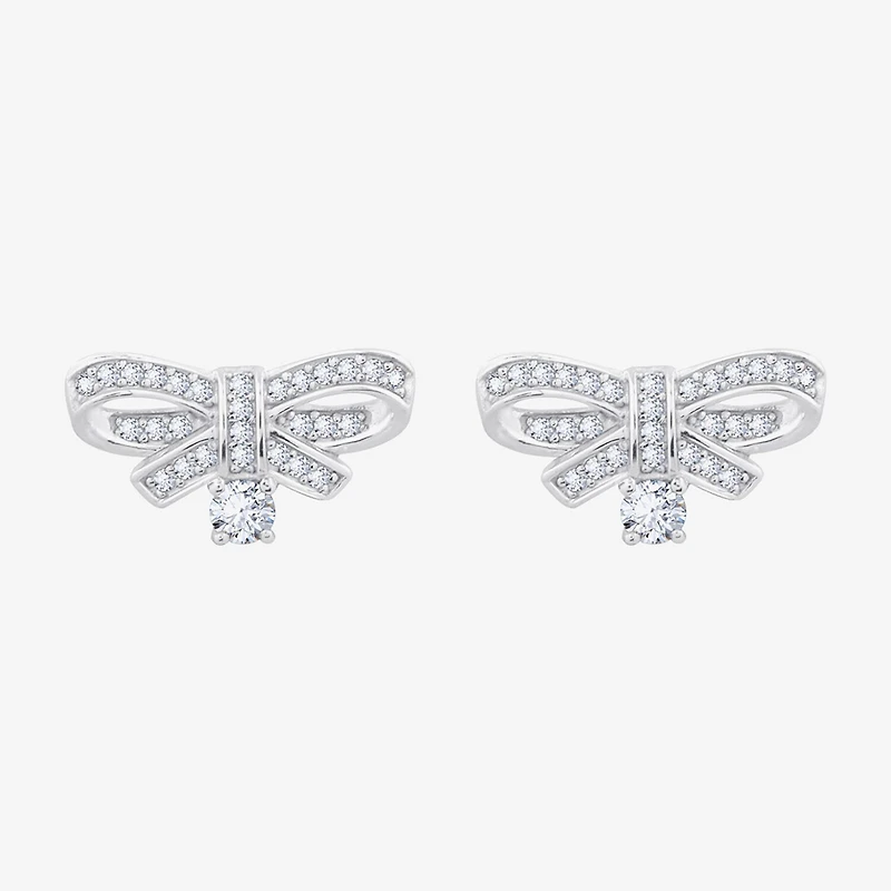 Diamonart Marilyn Monroe Simulated White Cubic Zirconia Platinum Over Silver 7.8mm Round Stud Earrings