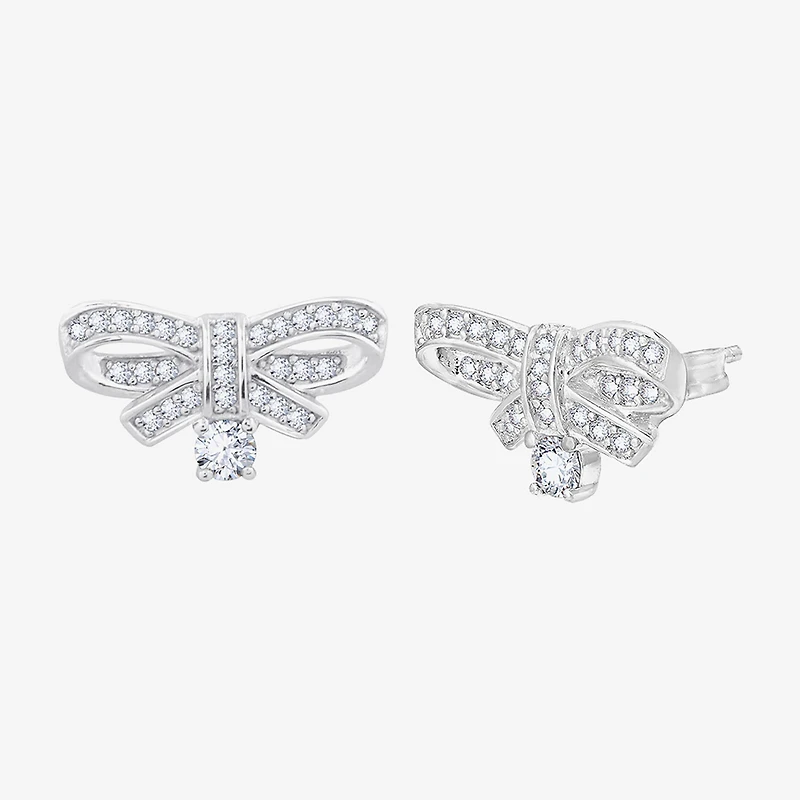 Diamonart Marilyn Monroe Simulated White Cubic Zirconia Platinum Over Silver 7.8mm Round Stud Earrings