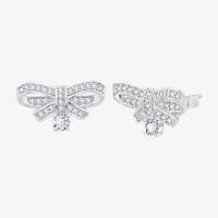 Diamonart Marilyn Monroe Simulated White Cubic Zirconia Platinum Over Silver 7.8mm Round Stud Earrings