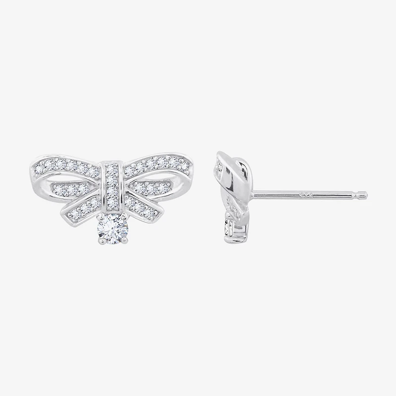 Diamonart Marilyn Monroe Simulated White Cubic Zirconia Platinum Over Silver 7.8mm Round Stud Earrings