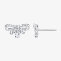 Diamonart Marilyn Monroe Simulated White Cubic Zirconia Platinum Over Silver 7.8mm Round Stud Earrings