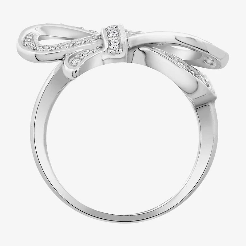 Diamonart Marilyn Monroe Womens Cubic Zirconia Platinum Over Silver Bow Cocktail Ring