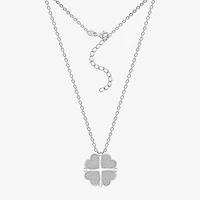 Diamonart Marilyn Monroe Womens Cubic Zirconia Platinum Over Silver Clover Heart 16 Inch Pendant Necklace