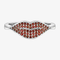Diamonart Marilyn Monroe Womens Red Cubic Zirconia Platinum Over Silver Round Signet Ring