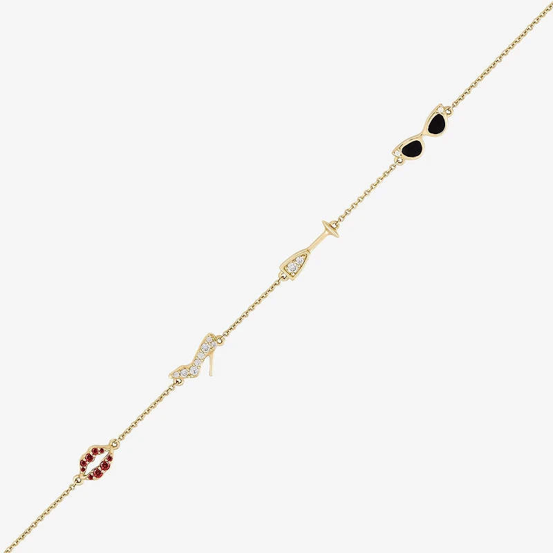 Diamonart Marilyn Monroe Womens 14K Gold Over Silver 6 3/4 Inch Cable Round Chain Bracelet