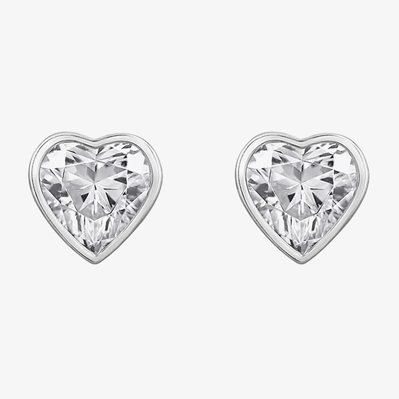 Diamonart Marilyn Monroe 2 3/4 CT. T.W. White Cubic Zirconia Platinum Over Silver 7.8mm Heart Stud Earrings