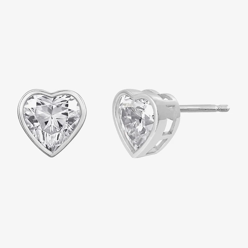 Diamonart Marilyn Monroe 2 3/4 CT. T.W. White Cubic Zirconia Platinum Over Silver 7.8mm Heart Stud Earrings