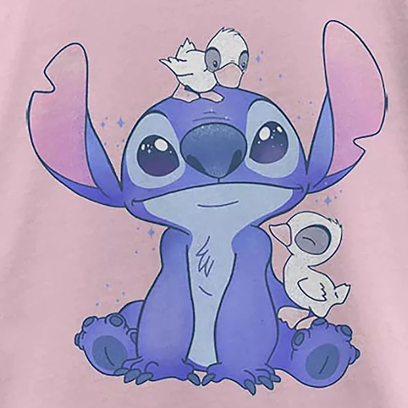 Disney Little & Big Kid Girls Crew Neck Short Sleeve Slim Fit Lilo Stitch Graphic T-Shirt