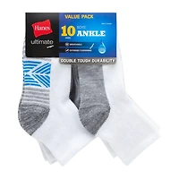 Hanes Little & Big Kid Boys Multi-Pack 10 Pair Quarter Ankle Socks