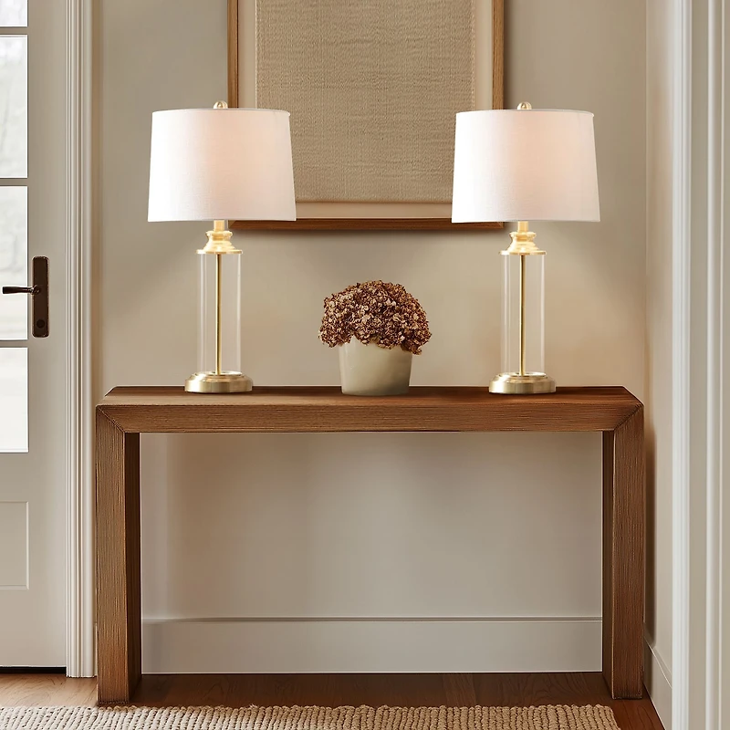 Gold 510 Design Clarity Glass Cylinder Table Lamp Set of 2