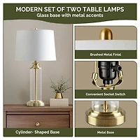 Gold 510 Design Clarity Glass Cylinder Table Lamp Set of 2