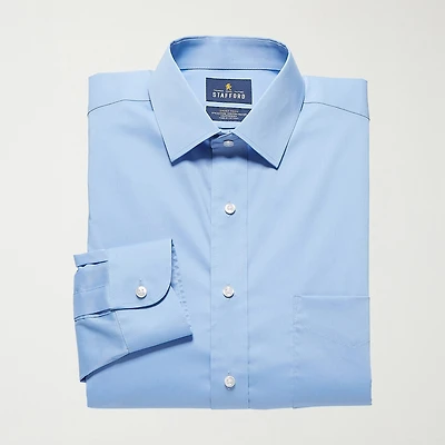 Stafford Smart Tech Magna Ready® Mens Regular Fit Easy-on + Easy-off Sensory Friendly Adaptive Stretch Fabric Wrinkle Free Long Sleeve Dress Shirt