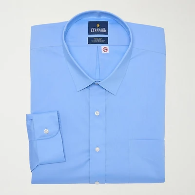 Stafford Smart Tech Mens Big & Tall Regular Fit Easy-on + Easy-off Adaptive Stretch Fabric Wrinkle Free Long Sleeve Dress Shirt