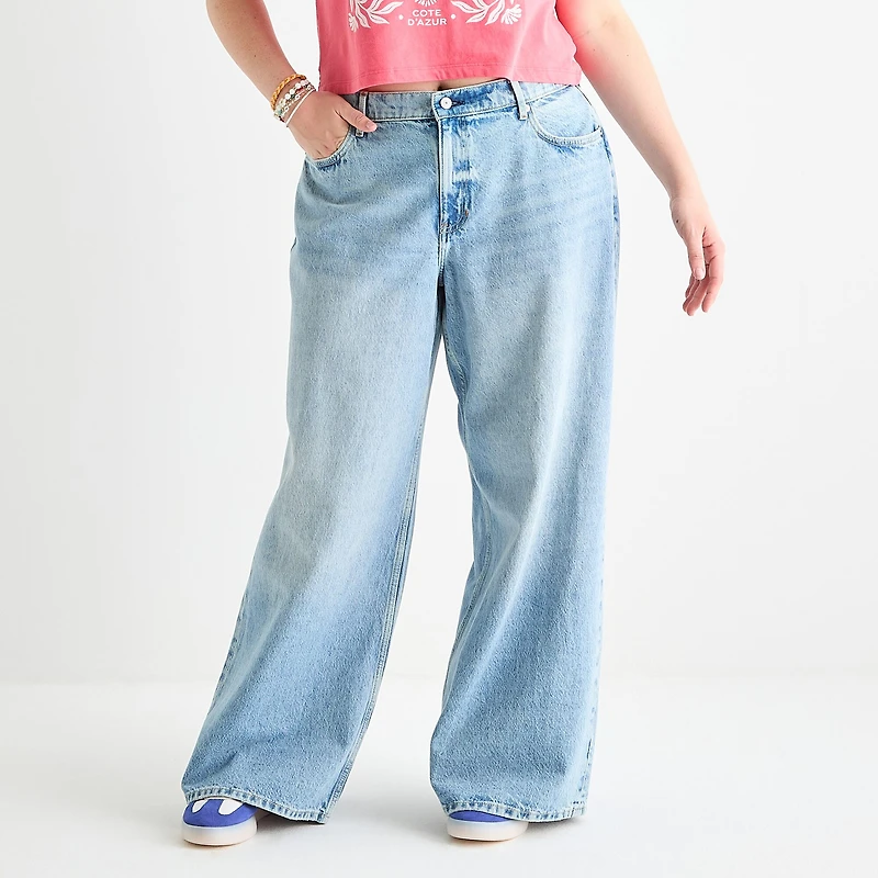 Arizona Womens Juniors Plus Low Rise Baggy Fit Jean