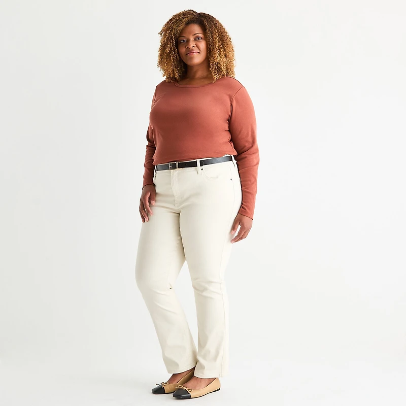 St. John's Bay Womens Plus Mid Rise Straight Leg Jean