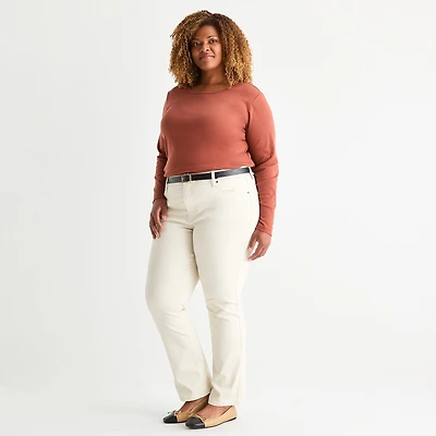 St. John's Bay Womens Plus Mid Rise Straight Leg Jean