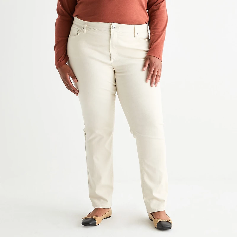 St. John's Bay Womens Plus Mid Rise Straight Leg Jean