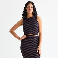 Bold Elements Womens Crew Neck Sleeveless Chevron Pullover Sweater