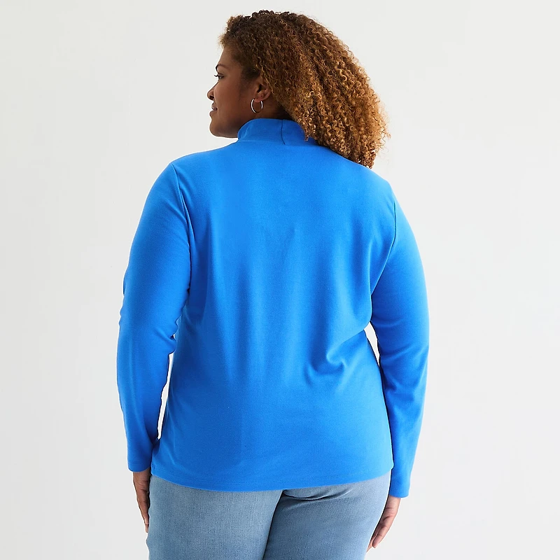 St. John's Bay Womens Long Sleeve Mock Neck Top Plus