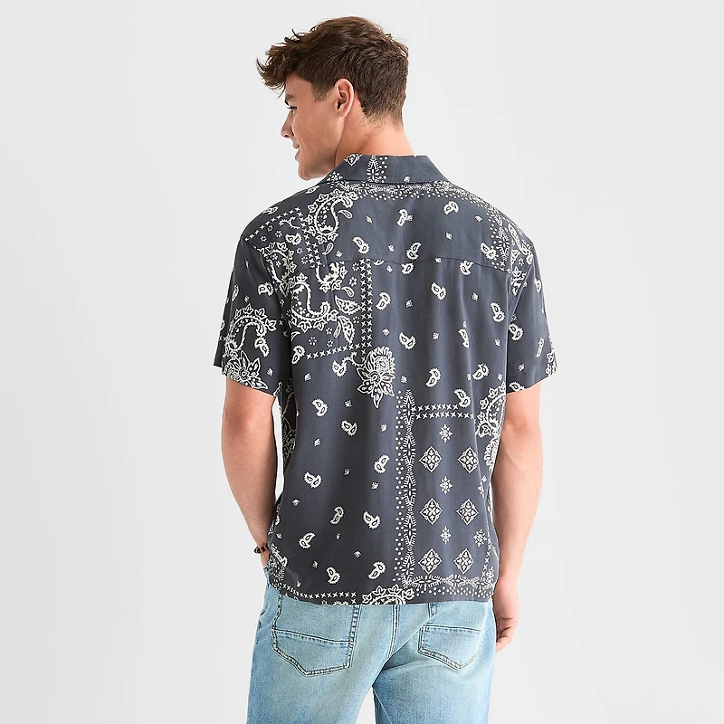 Arizona Mens Short Sleeve Regular Fit Button-Down Shirt