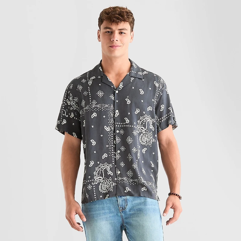 Arizona Mens Short Sleeve Regular Fit Button-Down Shirt