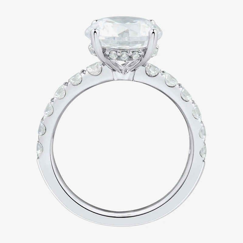 (H-I / Si2) Womens 3 3/4 CT. T.W. Lab Grown White Diamond 14K Gold Round Side Stone Engagement Ring