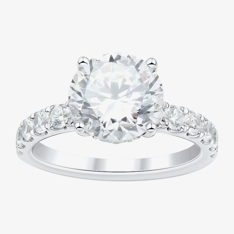 (H-I / Si2) Womens 3 3/4 CT. T.W. Lab Grown White Diamond 14K Gold Round Side Stone Engagement Ring
