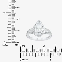 Womens 3 CT. T.W. Lab Grown White Diamond 14K Gold Pear Side Stone 3-Stone Engagement Ring