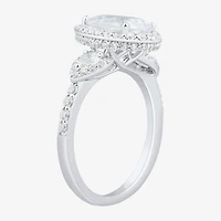 Womens 3 CT. T.W. Lab Grown White Diamond 14K Gold Pear Side Stone 3-Stone Engagement Ring