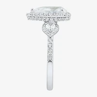 Womens 3 CT. T.W. Lab Grown White Diamond 14K Gold Pear Side Stone 3-Stone Engagement Ring