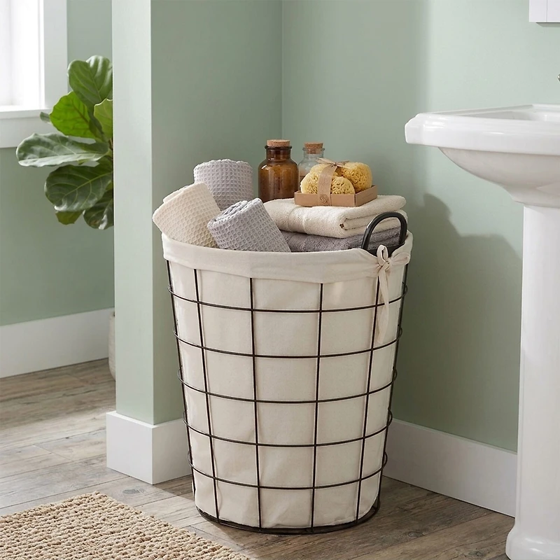 Cheungs Lined Metal Wire Laundry Basket