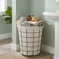 Cheungs Lined Metal Wire Laundry Basket