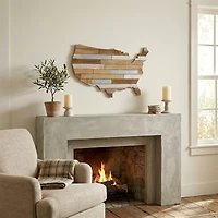 Hanging Mixed Media Wood And USA Metal Wall Art