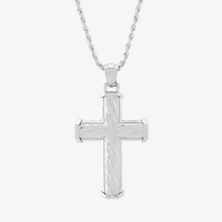 Cross Mens Sterling Silver Cross 20 Inch Pendant Necklace