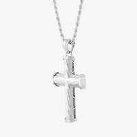 Cross Mens Sterling Silver Cross 20 Inch Pendant Necklace