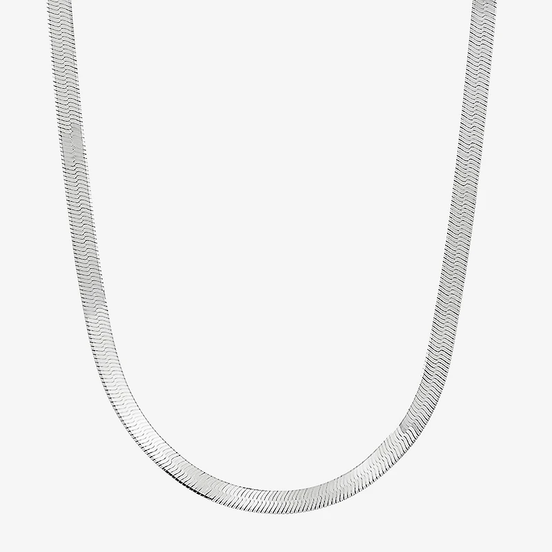 Made in Italy Womens Sterling Silver 18 Inch Herringbone Chain Necklace