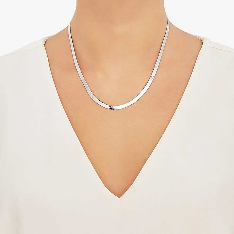 Made in Italy Womens Sterling Silver 18 Inch Herringbone Chain Necklace