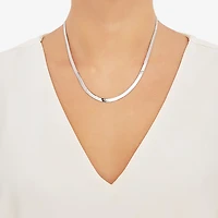 Made in Italy Womens Sterling Silver 18 Inch Herringbone Chain Necklace